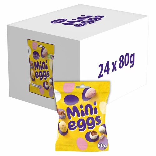 24 x CADBURY MINI EGGS CHOCOLATE BAG 80G Full Box Perfect Kids Christmas Gift