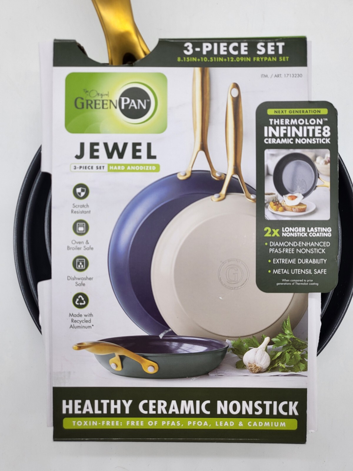 Excellent GreenPan Jewel 3piece Ceramic NonStick Skillet Set