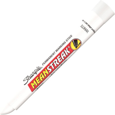 Mean Streak Permanent Marking Stick, Bullet Tip, White, Box of 12