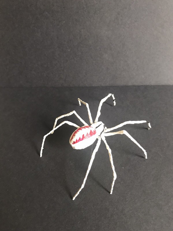 Handmade Hand-painted 4" Red & White Candy Stripe Spider Figurine Replica