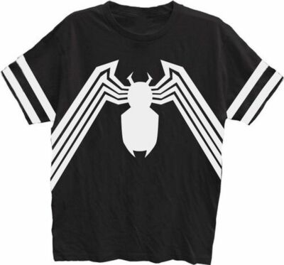 Men's Marvel Comics Spider-Man Venom Striped Sleeves Black Cosplay T-Shirt Tee
