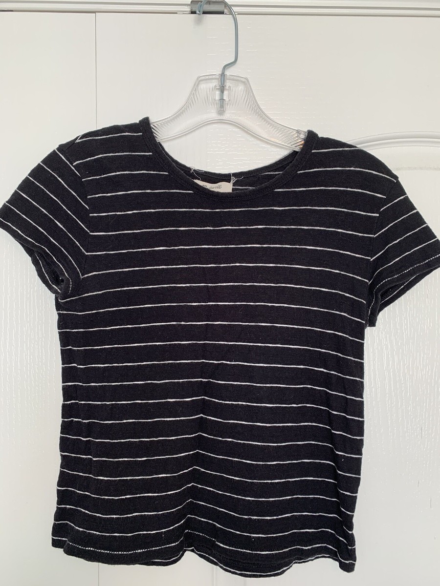 MADEWELL Black top with white pin stripe size XXS GUC | eBay