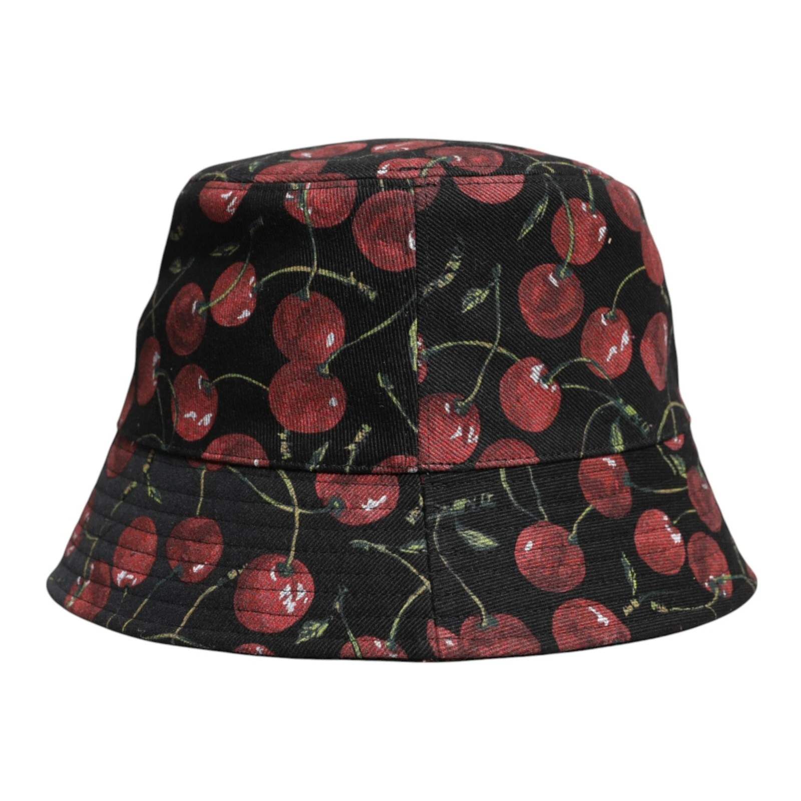 DOLCE & GABBANA Hat Black Cotton Printed Wide Brim Bucket Capello 59 / L 600usd