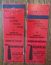 INDIAN RELATED MATCHBOOKS: ARROWHEAD RESTAURANT (HAMPSHIRE, ILLINOIS) F16