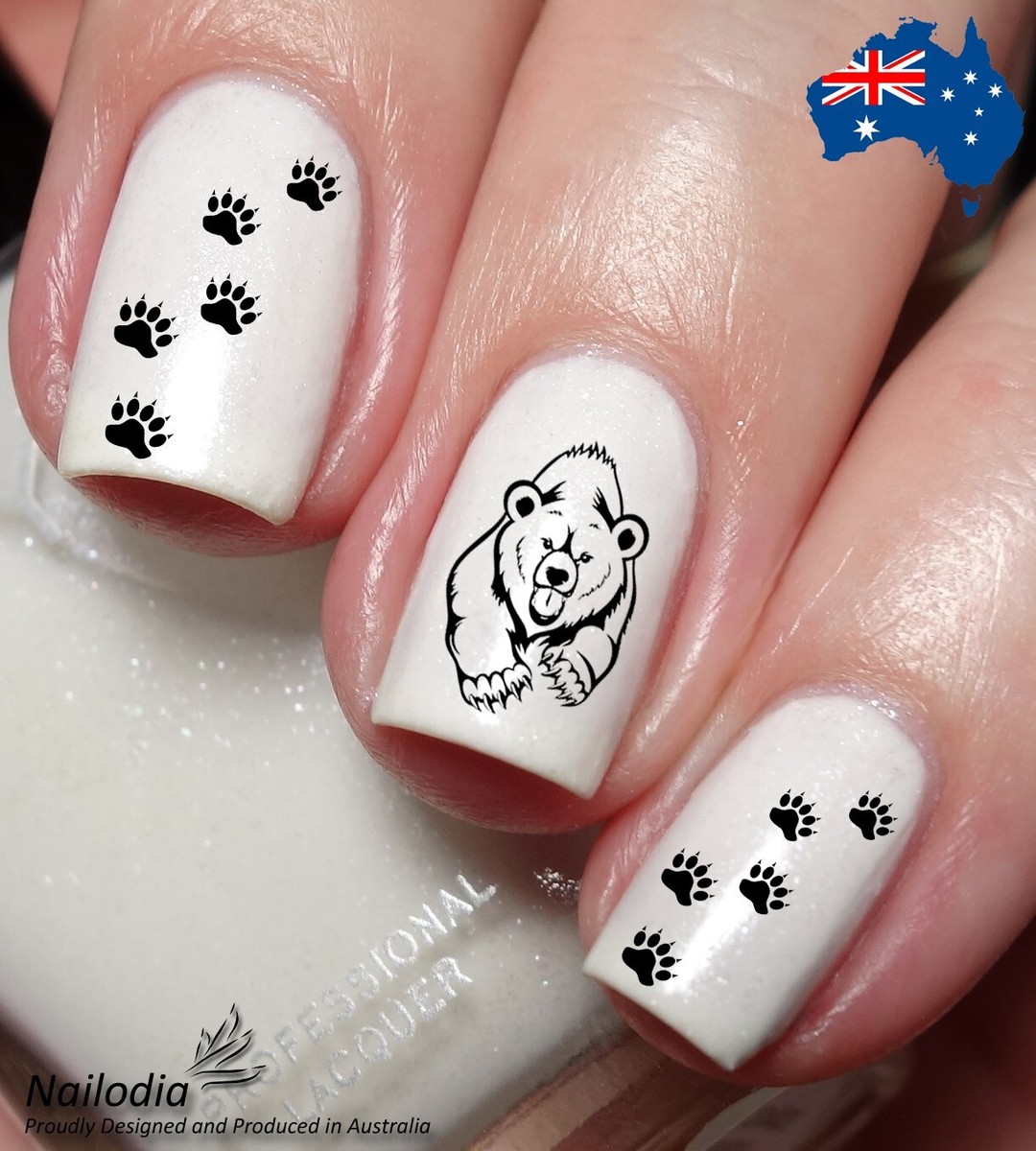 Cozy Bear Paw Winter Nail Design
