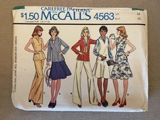 McCalls 4563 Pattern Top Skirt Pants Misses Size 14 Precut Vintage 1975