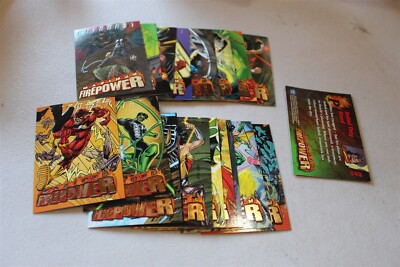 DC OUTBURST MAXIMUM FIRE POWER EMBOSSED CARD SET OF 20 FLEER 1996