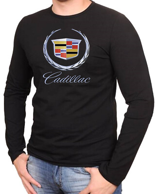Cadillac Logo Fun Auto Schwarze T-Shirt Langarmshirts  -806 -LA