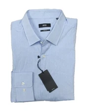 Hugo Boss Black Label Men's Blue Marley Micro Dot Pattern Sharp Fit Dress Shirt