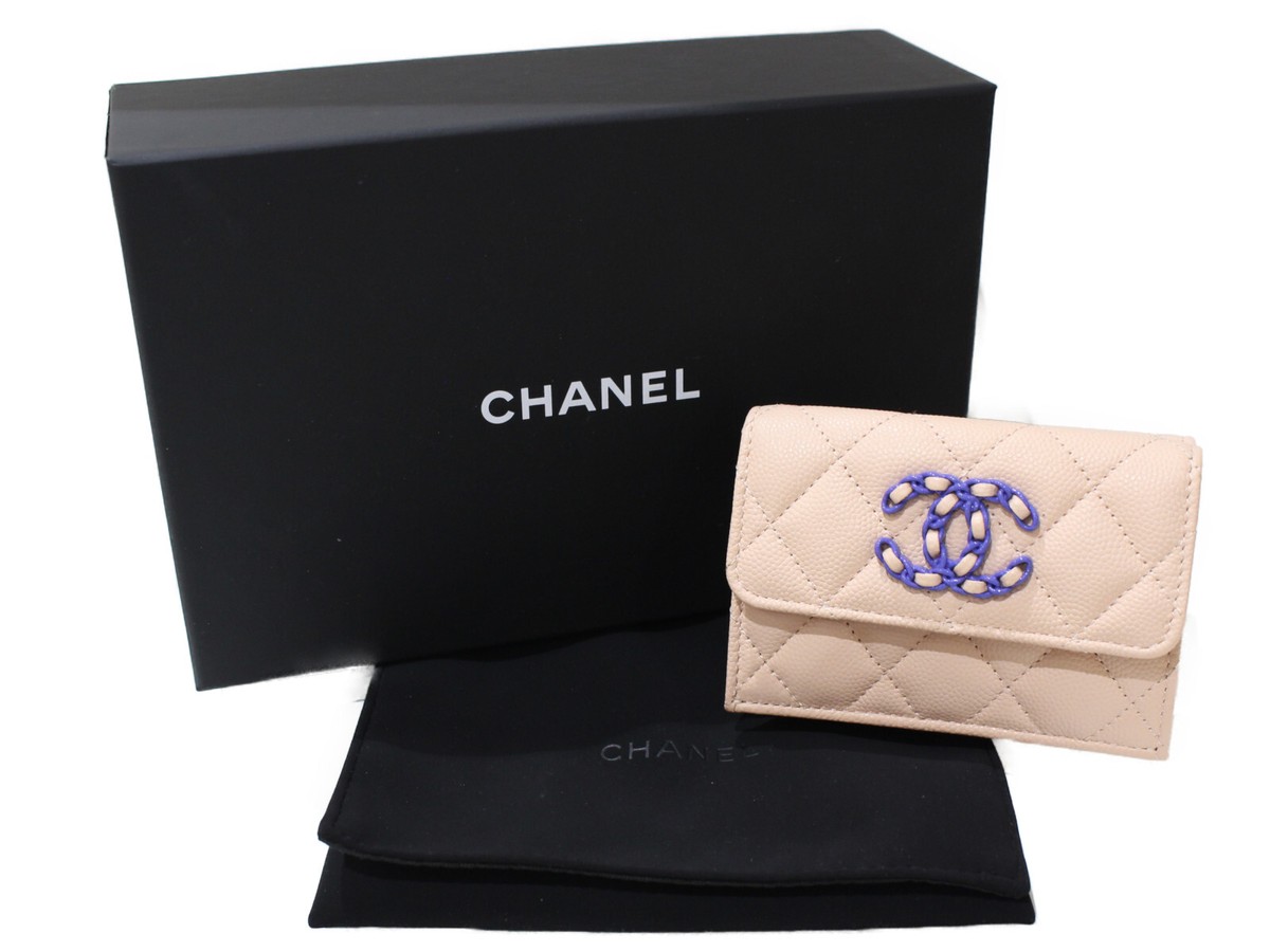 小物 CHANEL AP3711 ○Chanel 19 Small Flap Wallet Ap3711 Tri-Fold Pink Caviar Skin
