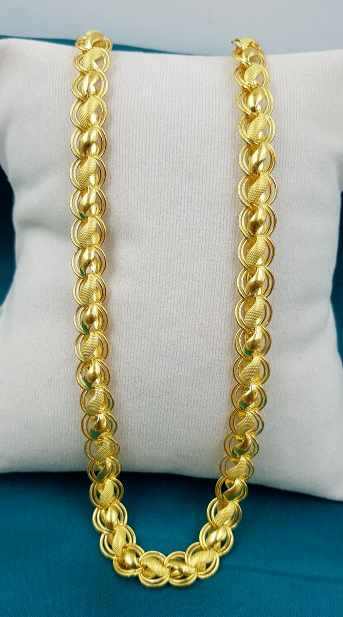 Lotus Chain 22K Gold Plain Yellow Gold Unisex Chain Dubai Handmade
