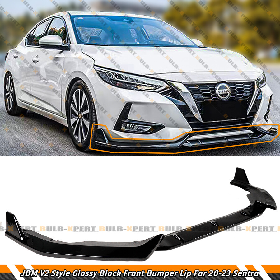 For 20-23 Nissan Sentra B18 JDM V2 Winglet Gloss Black Front