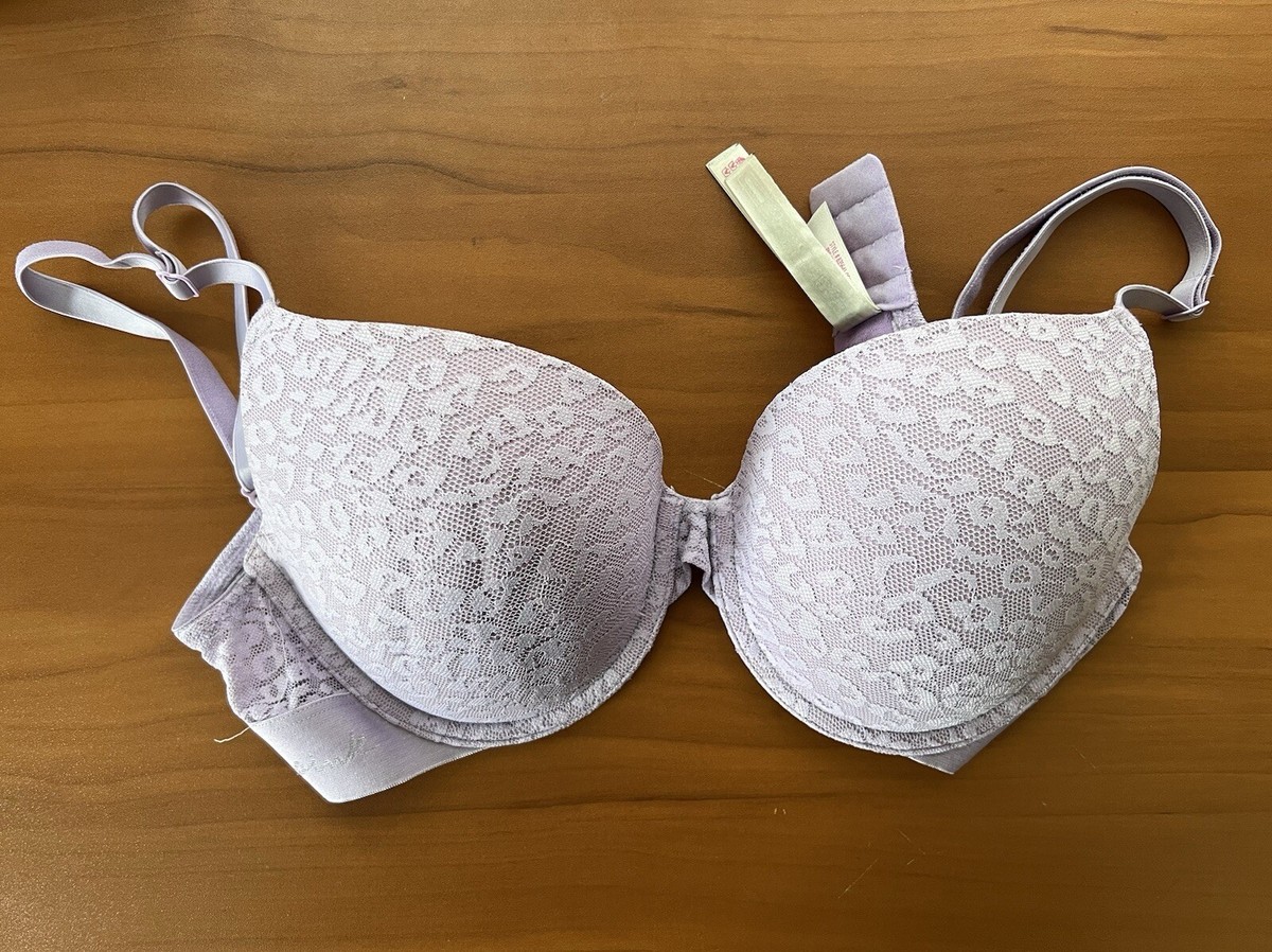 Victoria's Secret Love PINK Bra 34D D75 Lined Lace Comfy Push-up
