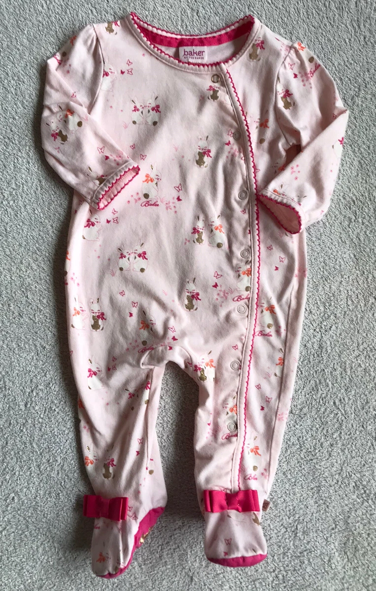 Ted Baker Girl Baby Grow Romper Pink Bunny Gold Sleepsuit All in One 3 6 Months