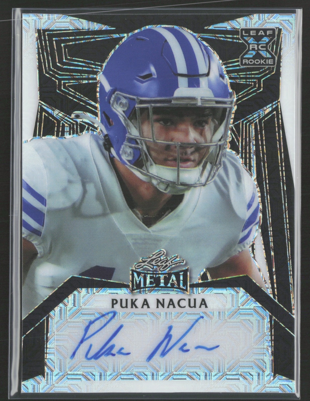 Puka Nacua Leaf Metal Portrait Autograph #PAPN1 White Kaleidoscope