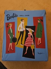 1961 Barbie Ponytail Blue Vinyl Doll Case MCM Vintage Original 12" w/Handle