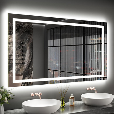 Dimmable LED Bathroom Mirror 24x40'' Anti-Fog, Backlit & Front Lit, 3 Colors