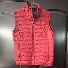 Armani Jeans Red Quilted Puffer Vest Zip Stand-Up Collar Lightweight Men's 50