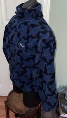 Adult PATAGONIA Fleece Rare Zen Turtle Blue & Black Snap-T, Size