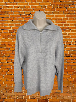 WITCHERY KLEINER GRAUER PULLOVER 1/4 REISSVERSCHLUSS PULLOVER DAMEN FREIZEIT WOLLMISCHUNG STRICKKRAGEN