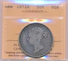 Canada Victoria 50 Cents 1872 H - ICCS VG8