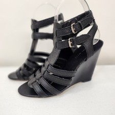 Vintage Y2k Nine West Whimsigoth Black Caged Gladiator Wedge Heels 6.5 Cybergoth