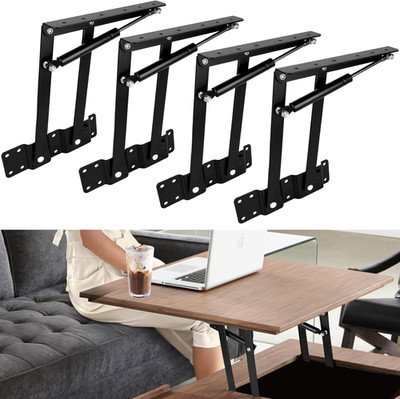 4PCS Coffee Table Lift Top Hardware, Heavy Duty Lift up Hinges with Hydraulic Ga