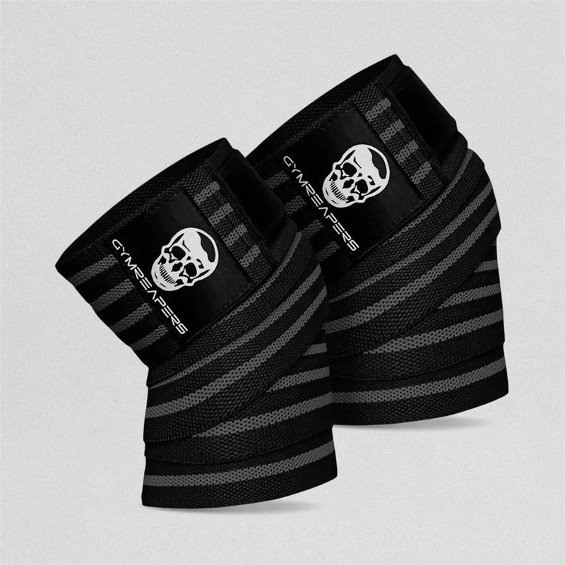 Gymreapers Knee Wraps Gray and Black for Weightlifting 
