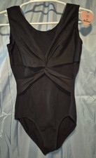 Black Mesh Criss Cross Scoop Neck Sleeveless Dance Leotard GIRLS Size 160 L NWT