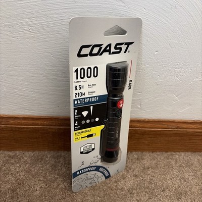 coast 440 lumen waterproof rechargeable flashlight kit XP40R 8000 Dual-Power LED with POWERiQ Real-TIME Display, 5 Light Modes, Ultra View Flood Beam, Push/Pull Focus Featuring a Pro Coast XP40R Rechargeable LED Flashlight