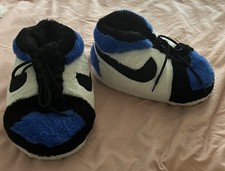 Kids Unisex Colorblock Faux Fur Lace-Up Slippers Blue/Black/White US 3.5Y