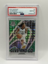 Ja Morant 2023-24 Panini Mosaic GIVE and GO GREEN MOSAIC PRIZM #9 PSA 10 Gem Mt