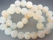 37 Pc 7mm Frosted Crackle Glass Beads Round White