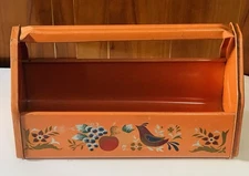 Vintage Simonsen Metal Orange Tool Garden Box W/ Decals 14”x 6" x 8.5”