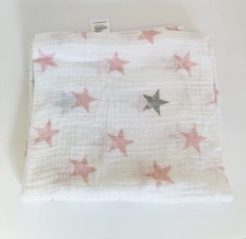 Girls Aden  Anais Baby Swaddle Muslin Blanket White Cotton Pink Gray Stars