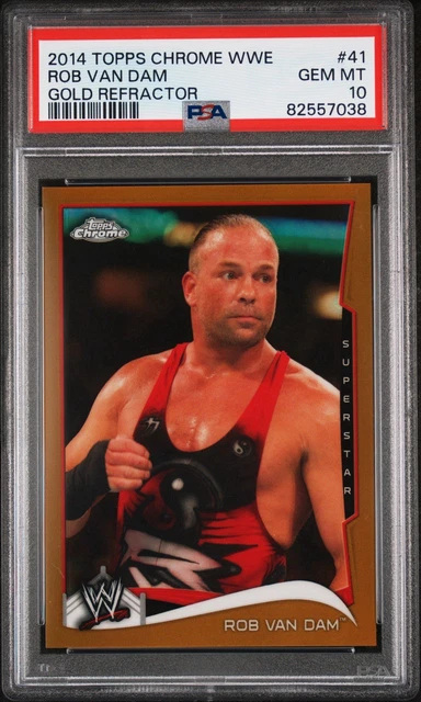 2014 WWE Topps Chrome Rob Van Dam Gold Refractor 18/50 PSA 10 #41