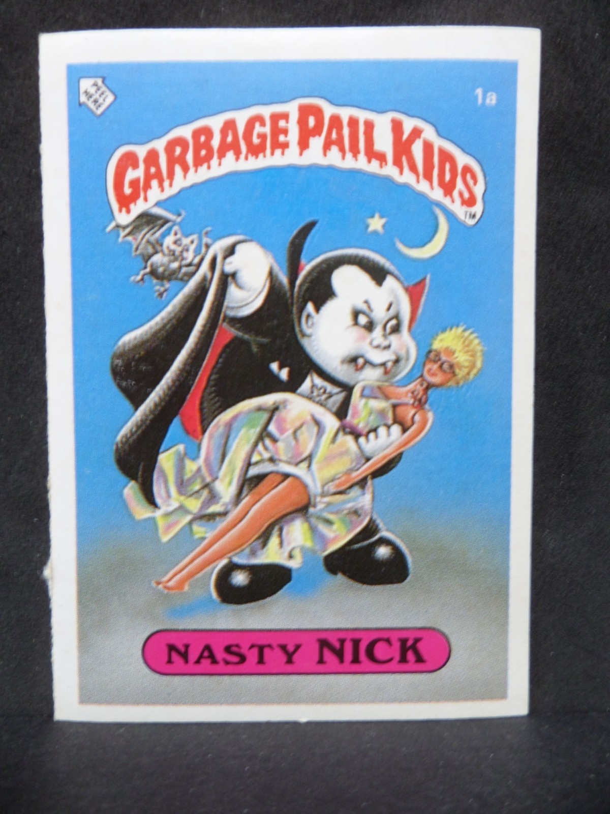 1985 Topps Garbage Pail Kids Series 1 Nasty Nick #1a UK Mini GPK Sticker NM