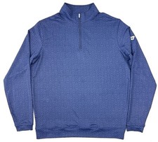 Peter Millar Mens Perth Performance 1/4 Zip Pullover Sz Medium Skull Print Navy