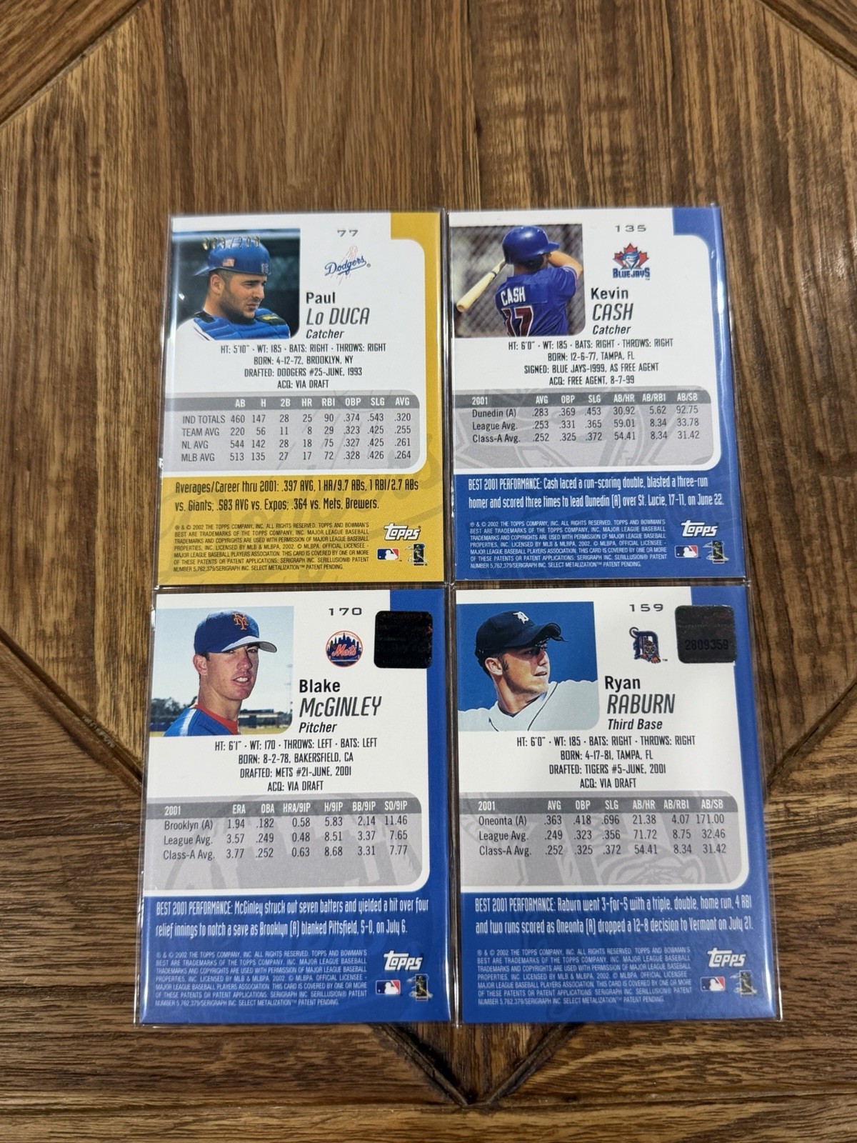 2002 Bowman’s Best MLB Baseball Refractor Auto Bat Patch Card (4) Lot view 6