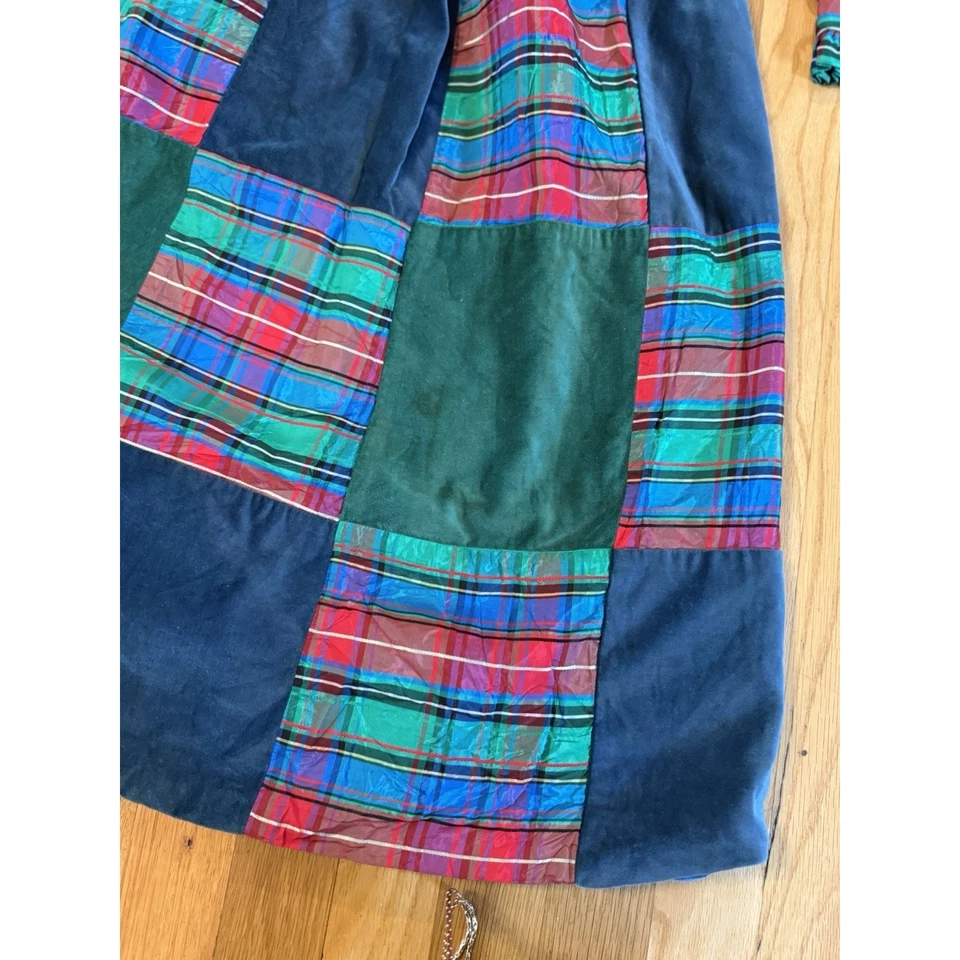 De Colección Años 70 Patchwork Navidad Midi Falda Blusa Conjunto A Juego S preppy Foto 4 de 4