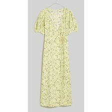 Madewell Puff-Sleeve Wrap Midi Dress in Floral Honeydew sz. 2