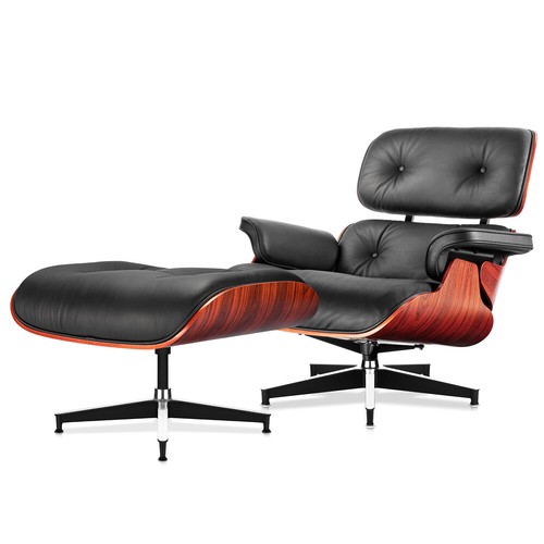 Classic Eames Lounge Chair and Ottoman Armchair Italian Real Leather Shell Chair - Bild 20 von 125