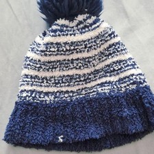 Joules Baby Toddler Pom Pom Hat Navy White Age 1-2 Years Cotton Lined