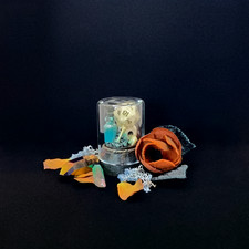 Fantasy Theme - Handmade Glass Jar Art - Poison Dice in Teal