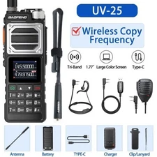 US BAOFENG UV-25 WALKIE TALKIE LONG RANGE TRI-POWER FM TWO WAY HAM RADIOS KIT 1X