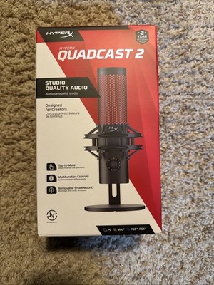 HyperX Quadcast 2 Microphone Black W/Removable Shock Mount For PC, MAC, PS5, PS4