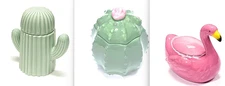 Ankyo Decorative Ceramic Cactus, Flamingo-Shaped Trinket Container with Lid