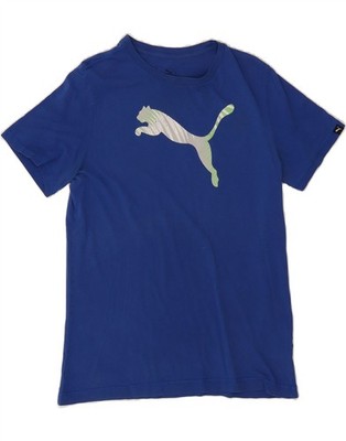 Puma Jungen Grafik T-Shirt Oberteil 15-16 Jahre Blau Baumwolle Sport DH49