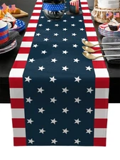 Independence Day 4th of July Table Runner Dresser Scarves,Linen Burlap Table ...