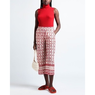 OTTOD'AME Embroidered Red White Crop Casual Palazzo Pants Italy Italian Sz 8 NWT